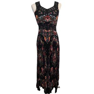 Bila Floral Multicolor Handkerchief Hem Romantic Maxi Midi Dress S Cottagecore